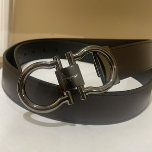 Salvatore Ferragamo Black Rev Brown Belt